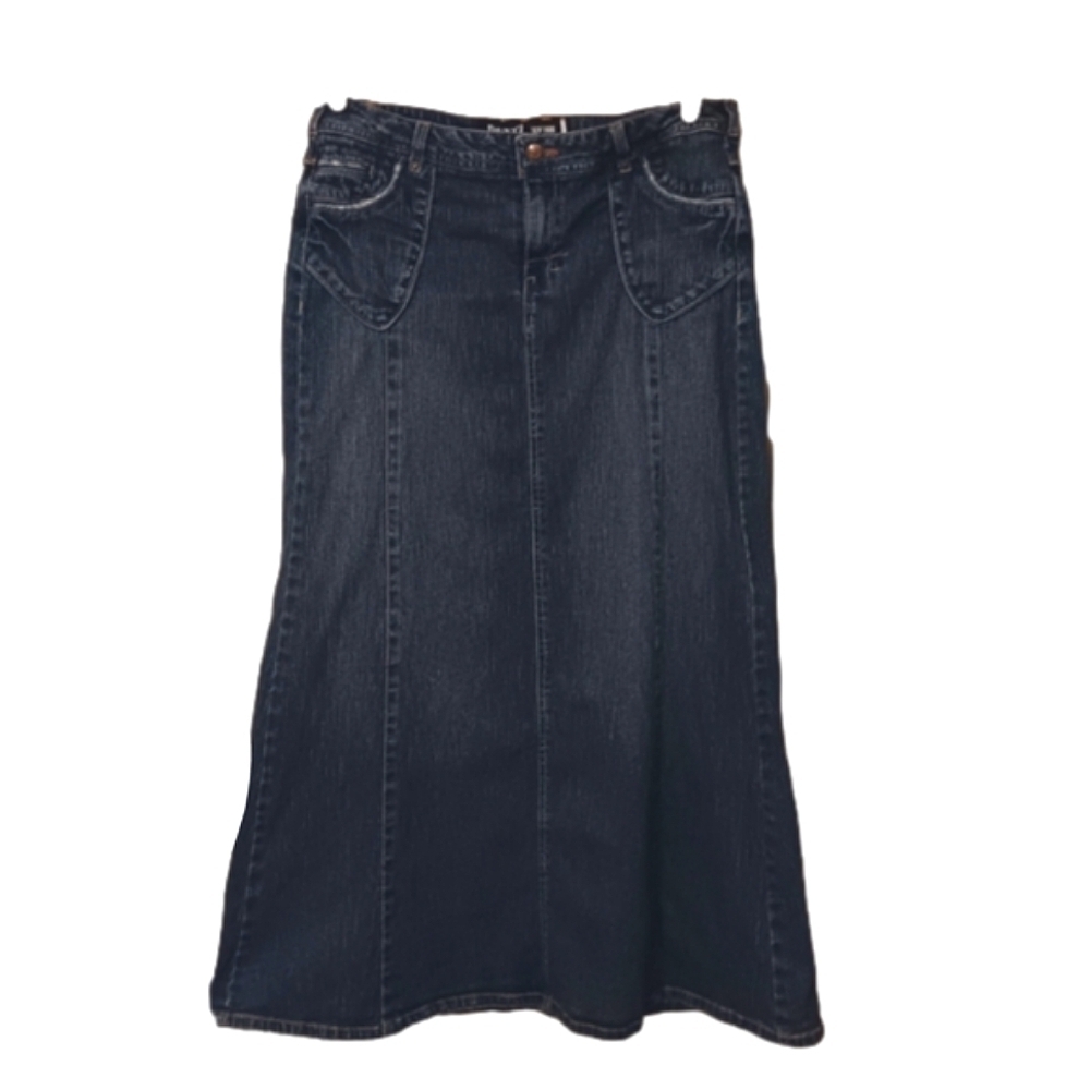 Flared Jean Maxi Skirt Quizz New York Medium Wash Light Stretch Vintage Y2K Look